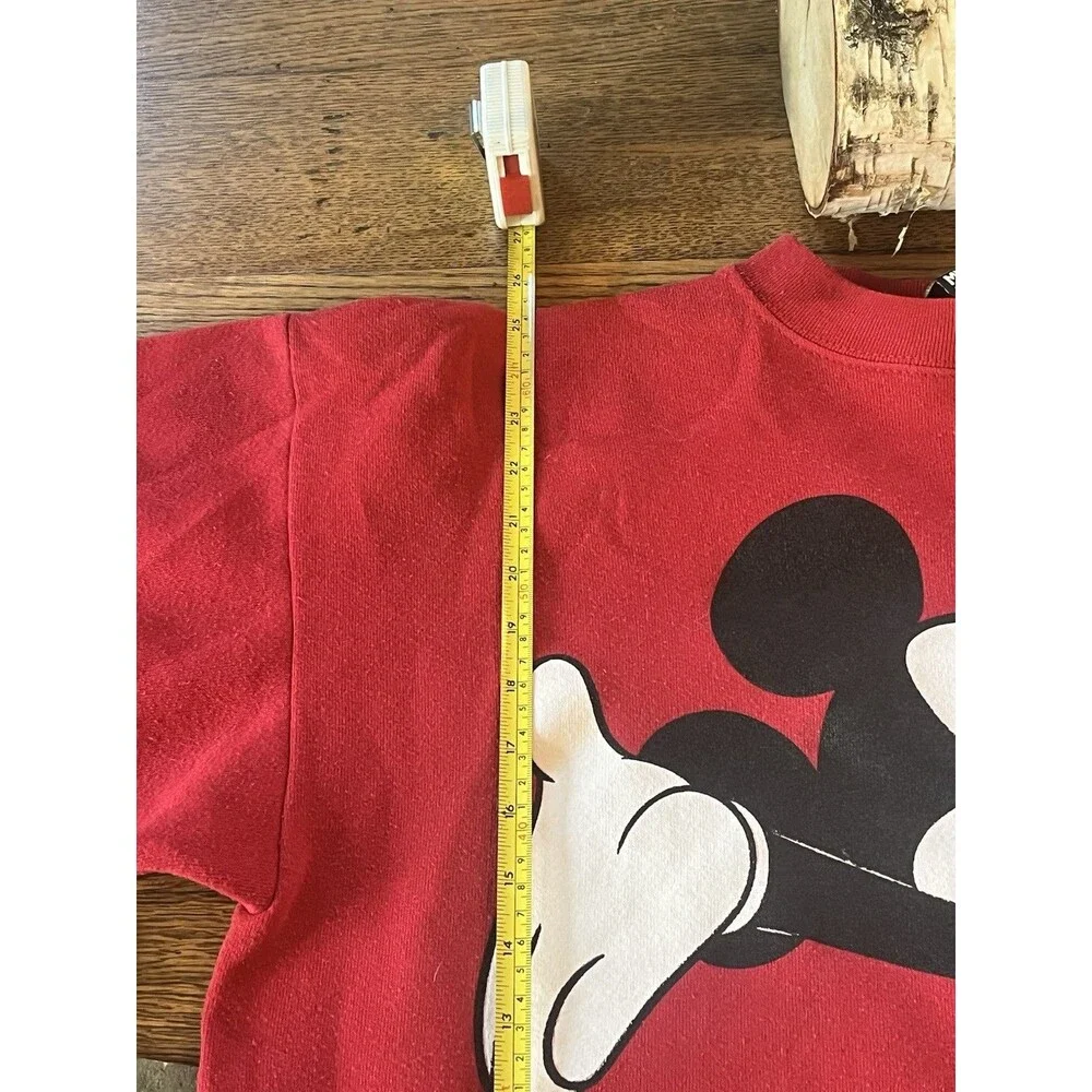 Vintage DISNEY Unlimited Red Mickey Mouse Sweat Shirt Size Large / Retro / Soft - Picture 9 of 10